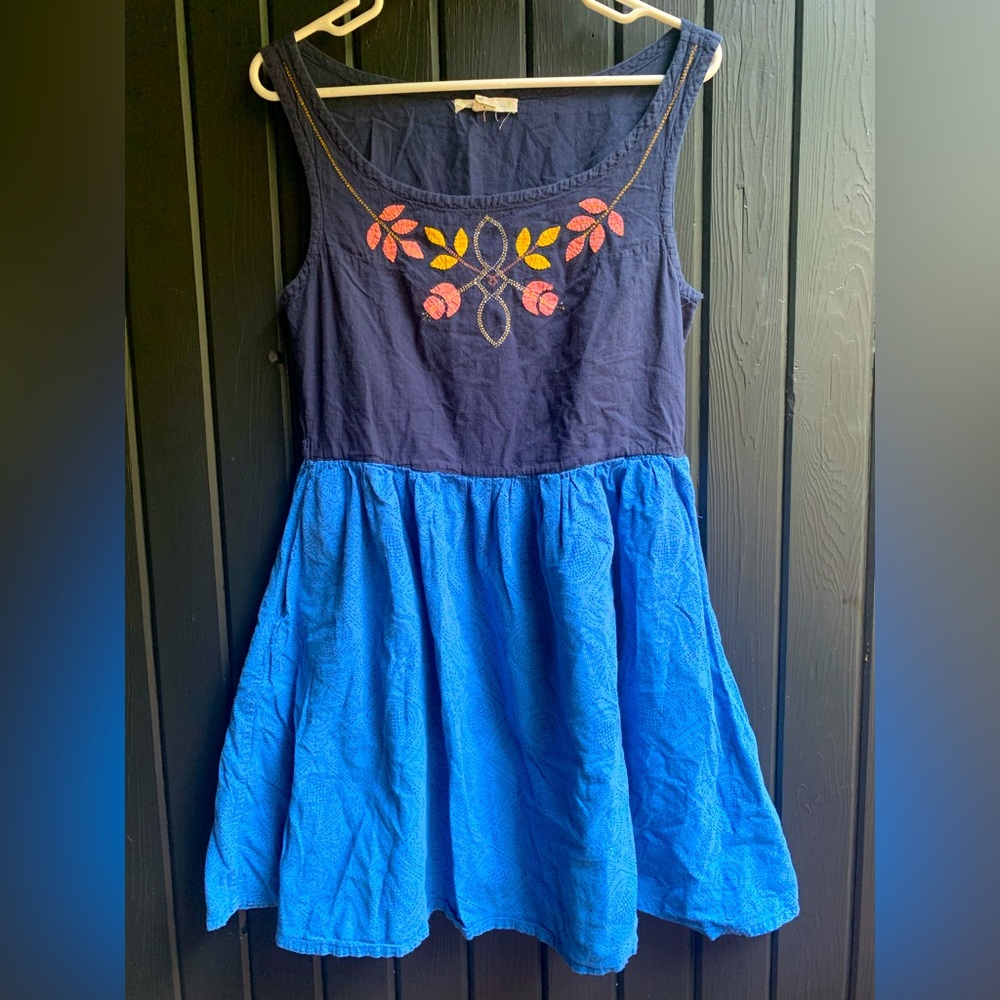 Mata Traders Cotton Dress with Appliqué Flower Detail